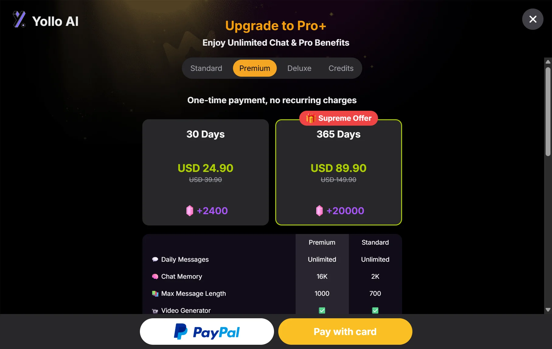 Yollo AI Pro+ Plans
